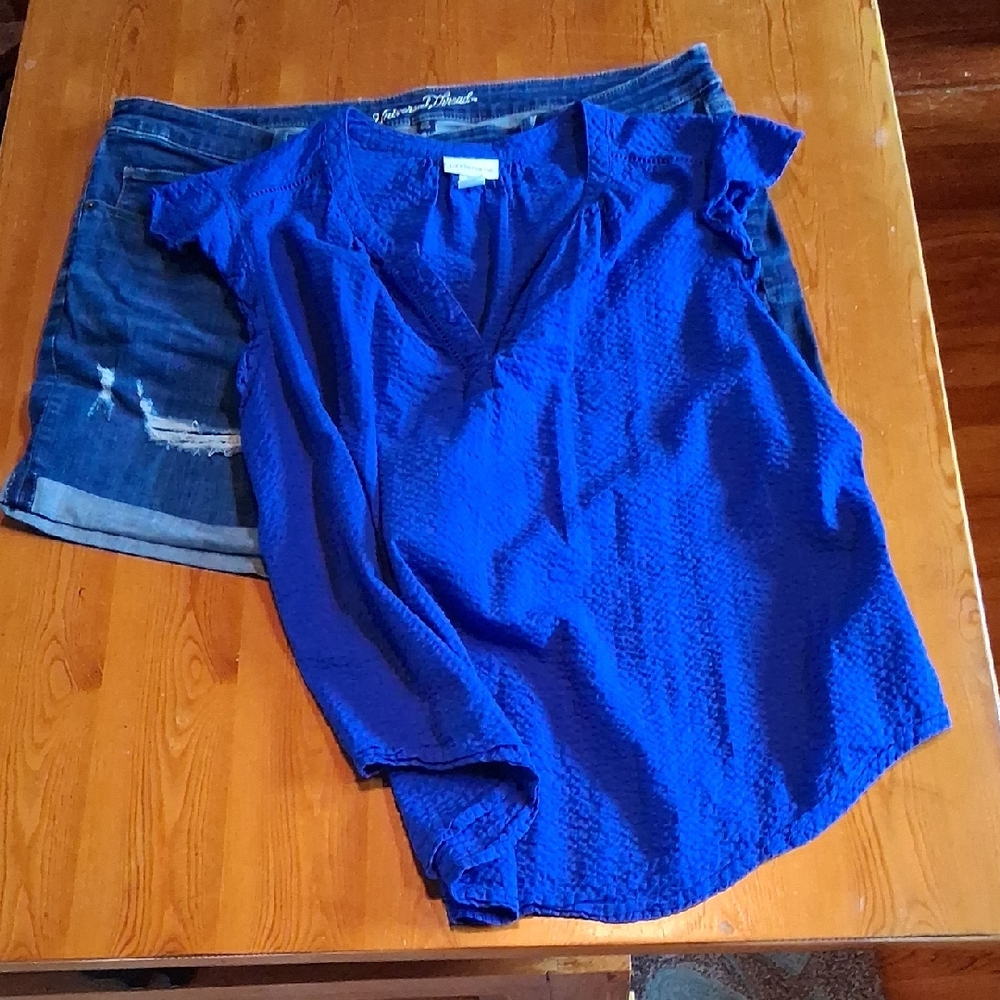 Universal Thread Distressd Shorts, Vibrant Blue Top Size 1X